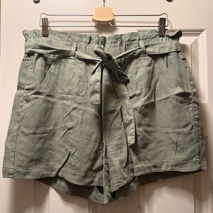 Thread & Supply High Waist Tie-Belt Shorts in Sage
